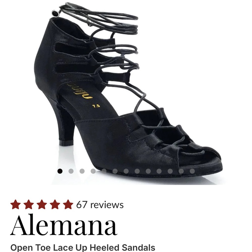 Alemana Black Open Toe Lace-Up Heeled Sandals